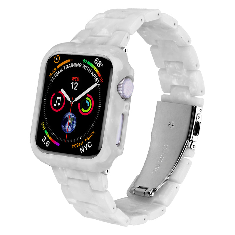 For Apple Watch Series 7 / 8 45mm Resin Watch Strap Set with Case Cover Smart Watch Replacement Band