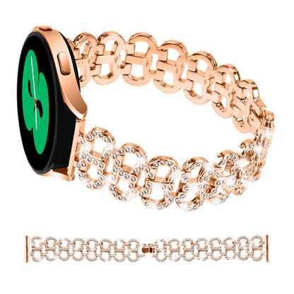 Zinc Alloy Band for Samsung Galaxy Watch4 40mm 44mm / Watch4 Classic 42mm 46mm / Watch 5 40mm 44mm Rhinestone Decor 20mm Watch Strap