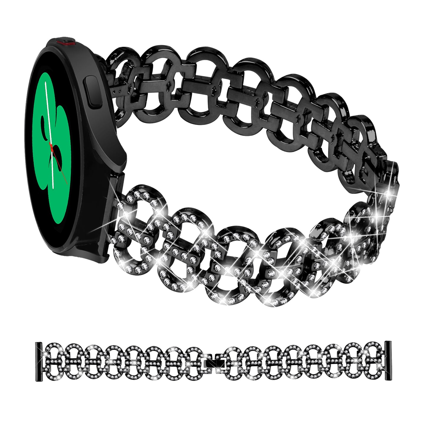 Zinc Alloy Band for Samsung Galaxy Watch4 40mm 44mm / Watch4 Classic 42mm 46mm / Watch 5 40mm 44mm Rhinestone Decor 20mm Watch Strap