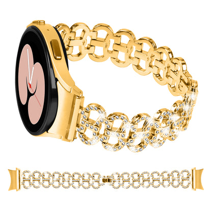 For Samsung Galaxy Watch6 40 / 44mm Rhinestone Metal Watch Strap Hollow Breathable Watchband with Connector