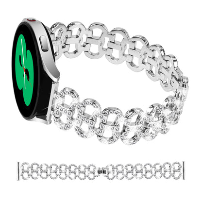 For Samsung Galaxy Watch6 40 / 44mm / Watch6 Classic 43mm / 47mm Metal Watch Strap 20mm Light Luxury Watchband with Rhinestone