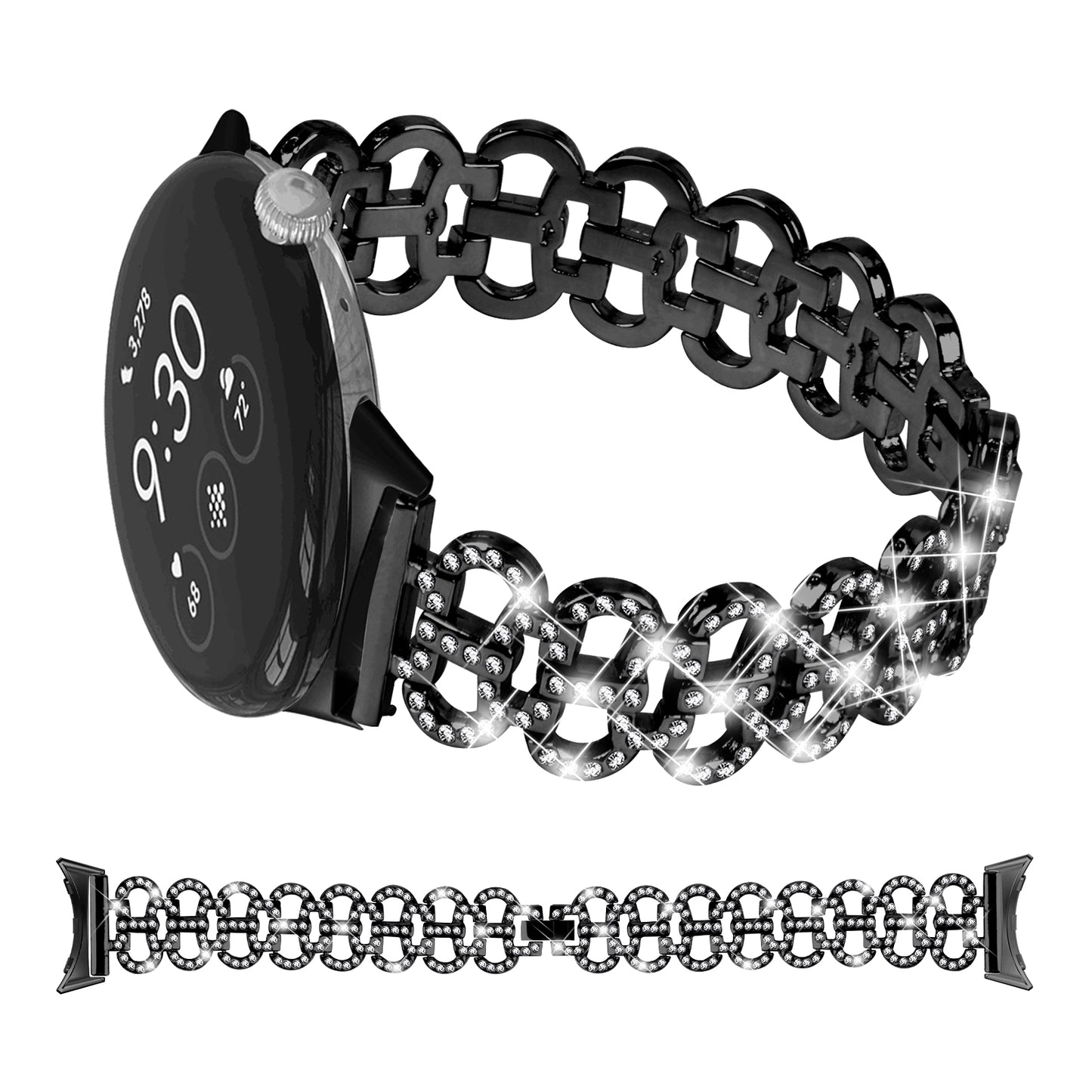 For Google Pixel Watch 2 / Pixel Watch Gourd Shape Rhinestones Decor Watch Strap Zinc Alloy Replacement Band