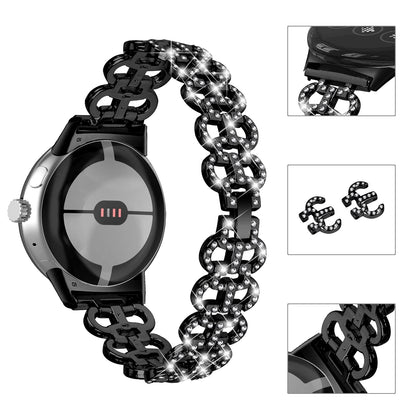 For Google Pixel Watch 2 / Pixel Watch Gourd Shape Rhinestones Decor Watch Strap Zinc Alloy Replacement Band