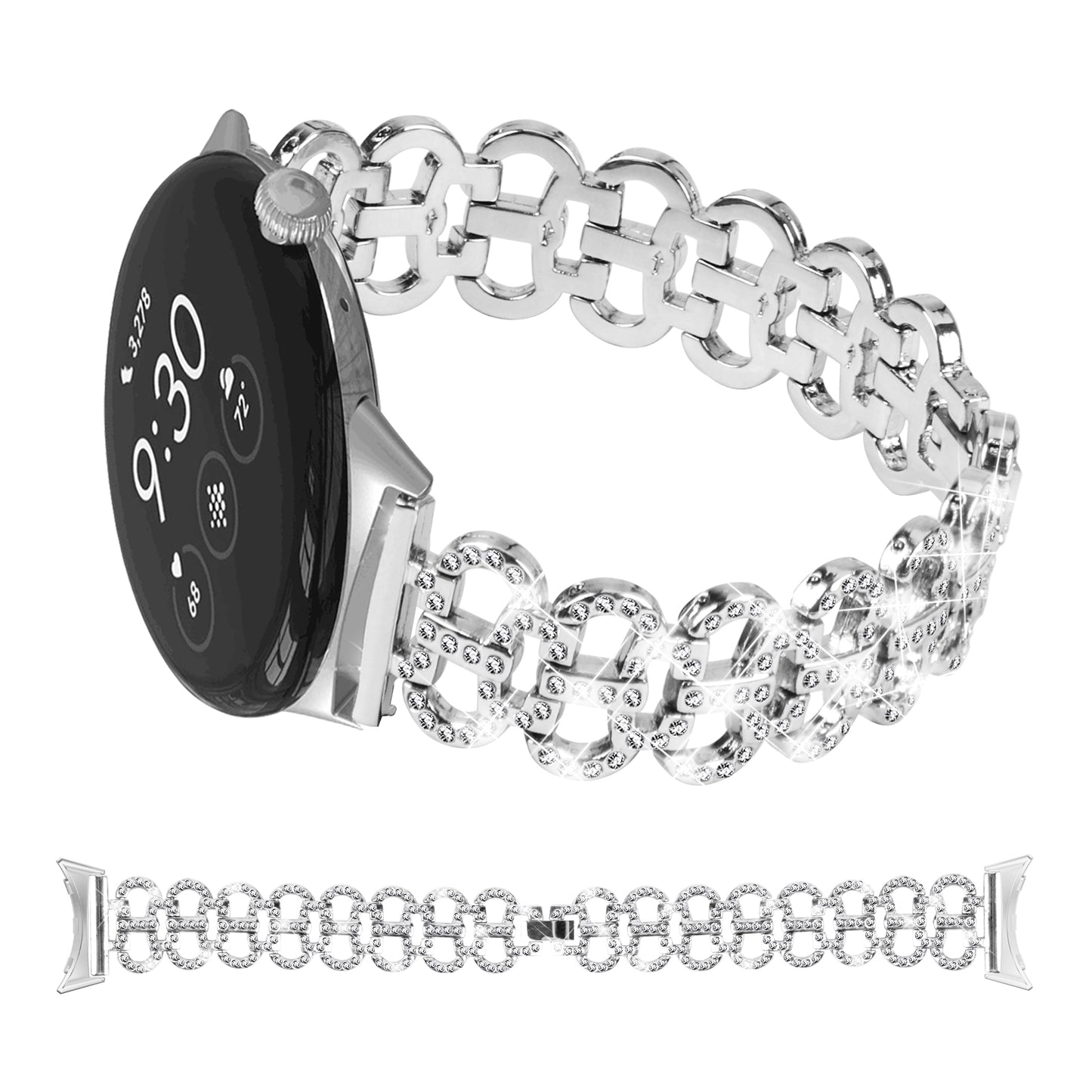 For Google Pixel Watch 2 / Pixel Watch Gourd Shape Rhinestones Decor Watch Strap Zinc Alloy Replacement Band