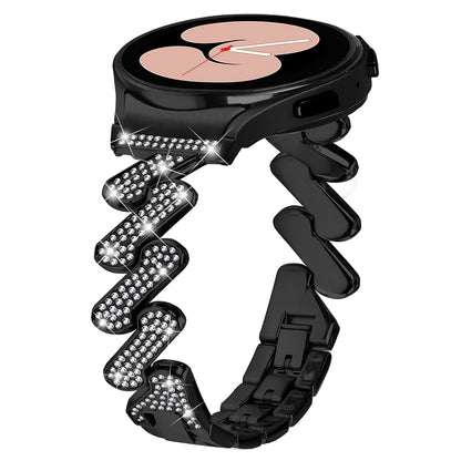 For Samsung Galaxy Watch6 40mm / 44mm / Watch6 Classic 43mm / 47mm Metal Watch Strap Rhinestone Decorated Watchband with Connector