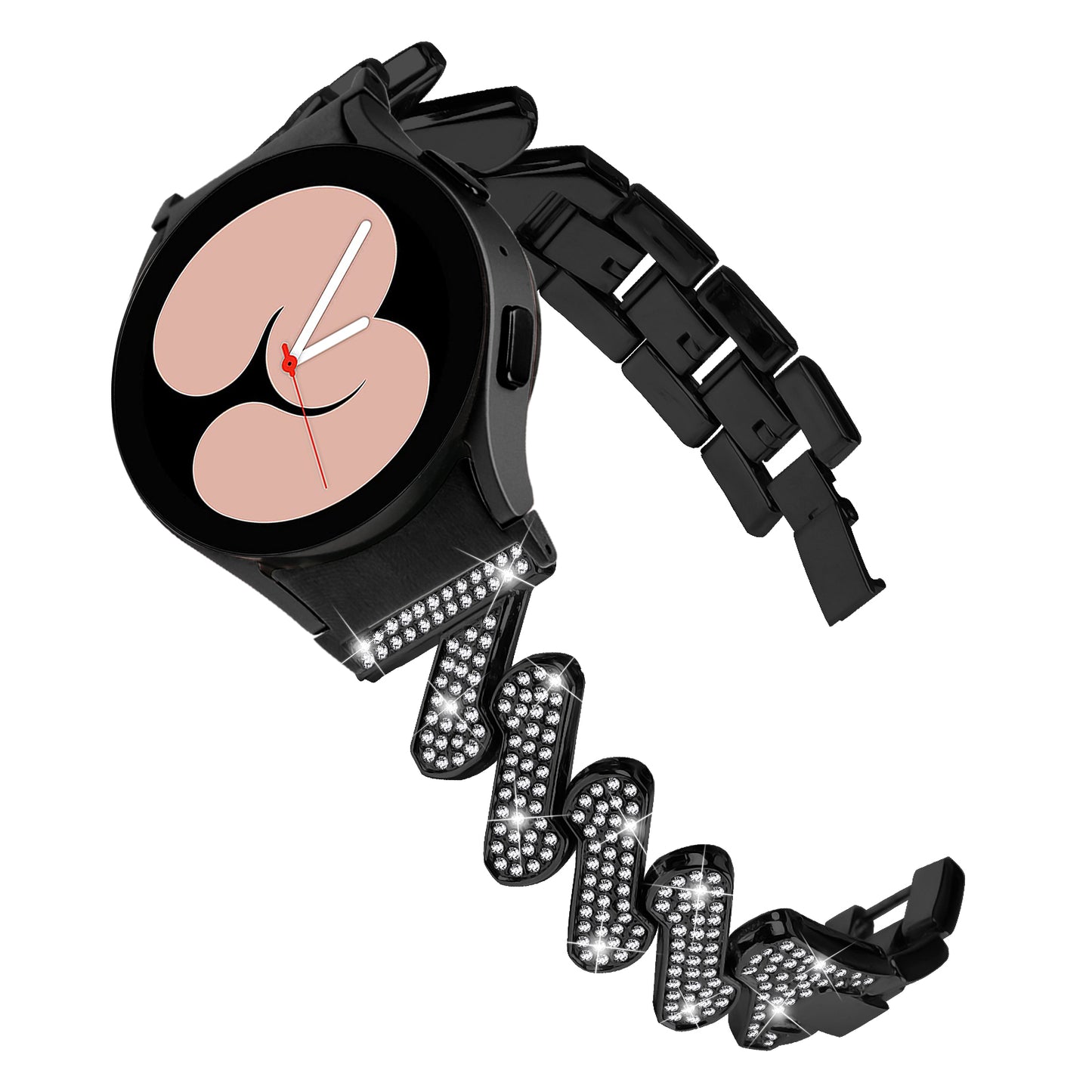 For Samsung Galaxy Watch6 40mm / 44mm / Watch6 Classic 43mm / 47mm Metal Watch Strap Rhinestone Decorated Watchband with Connector