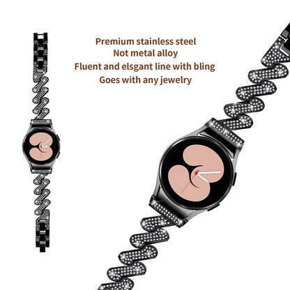 For Samsung Galaxy Watch6 40mm / 44mm / Watch6 Classic 43mm / 47mm Metal Watch Strap Rhinestone Decorated Watchband with Connector