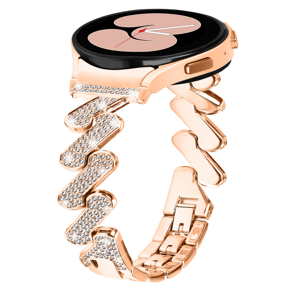 For Samsung Galaxy Watch6 40mm / 44mm / Watch6 Classic 43mm / 47mm Metal Watch Strap Rhinestone Decorated Watchband with Connector