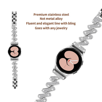 For Samsung Galaxy Watch6 40mm / 44mm / Watch6 Classic 43mm / 47mm Metal Watch Strap Rhinestone Decorated Watchband with Connector