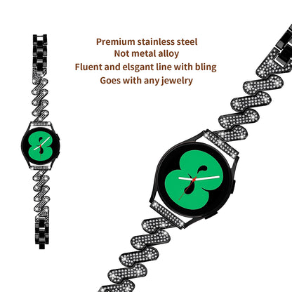 For Samsung Galaxy Watch4 40 / 44mm / Watch 5 40 / 44mm / Watch4 Classic 42 / 46mm Rhinestone 20mm Metal Watch Strap