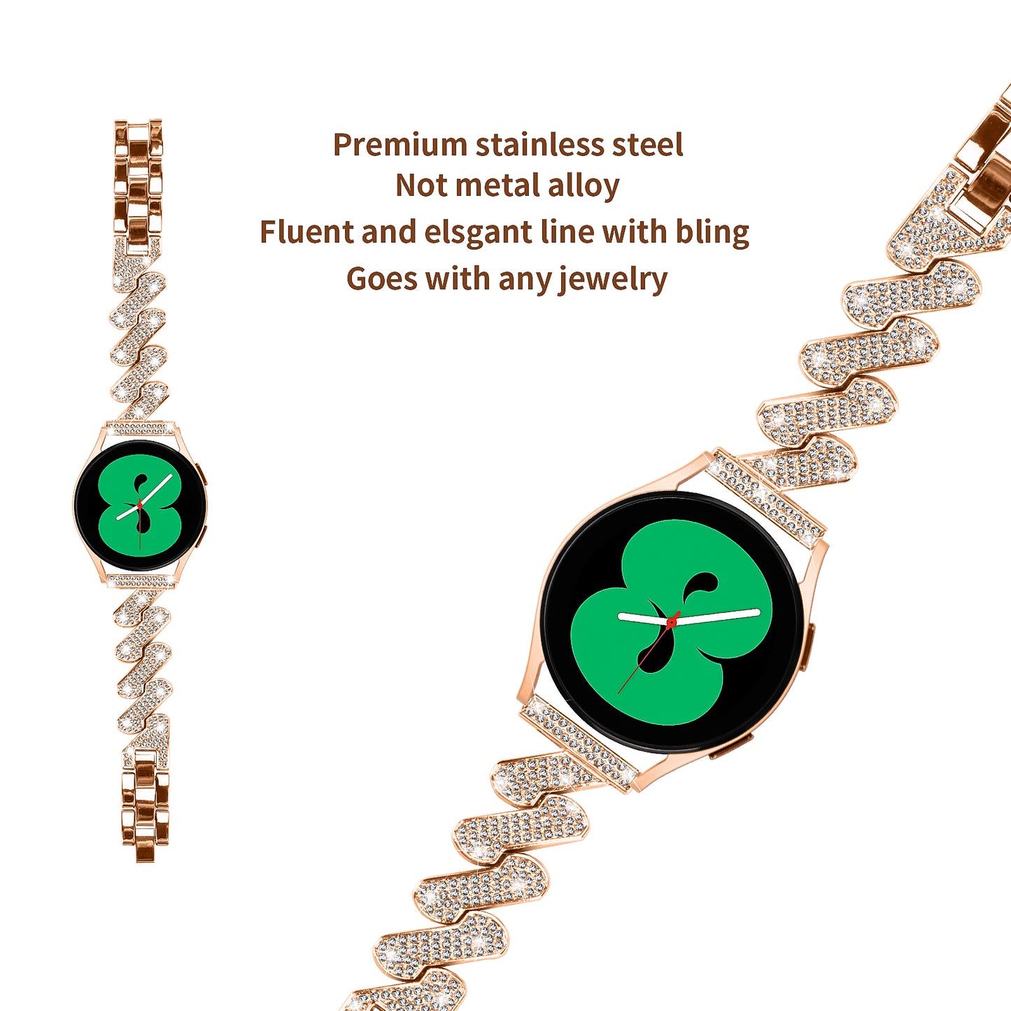 For Samsung Galaxy Watch4 40 / 44mm / Watch 5 40 / 44mm / Watch4 Classic 42 / 46mm Rhinestone 20mm Metal Watch Strap