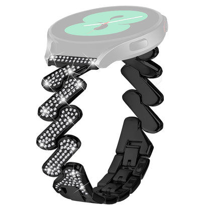 For Samsung Galaxy Watch Active / Active2 40mm 44mm Rhinestones Decor Watch Strap 20mm Zinc Alloy Wrist Band