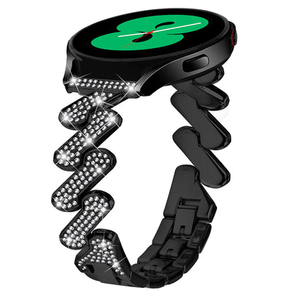 For Samsung Galaxy Watch Active / Active2 40mm 44mm Rhinestones Decor Watch Strap 20mm Zinc Alloy Wrist Band