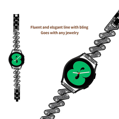 For Samsung Galaxy Watch Active / Active2 40mm 44mm Rhinestones Decor Watch Strap 20mm Zinc Alloy Wrist Band