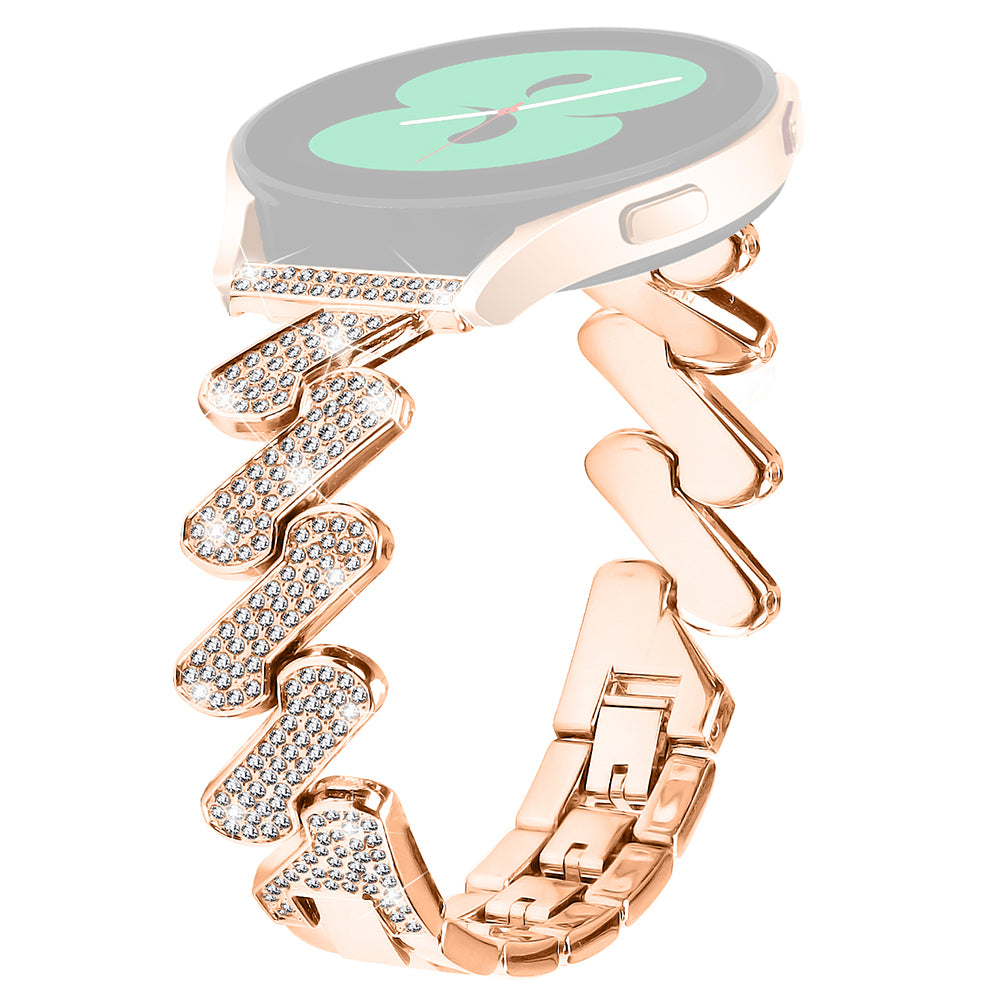 For Huami Amazfit Cheetah 20mm Zinc Alloy Wrist Band Rhinestones Decor Strap with Stainless Steel Buckle