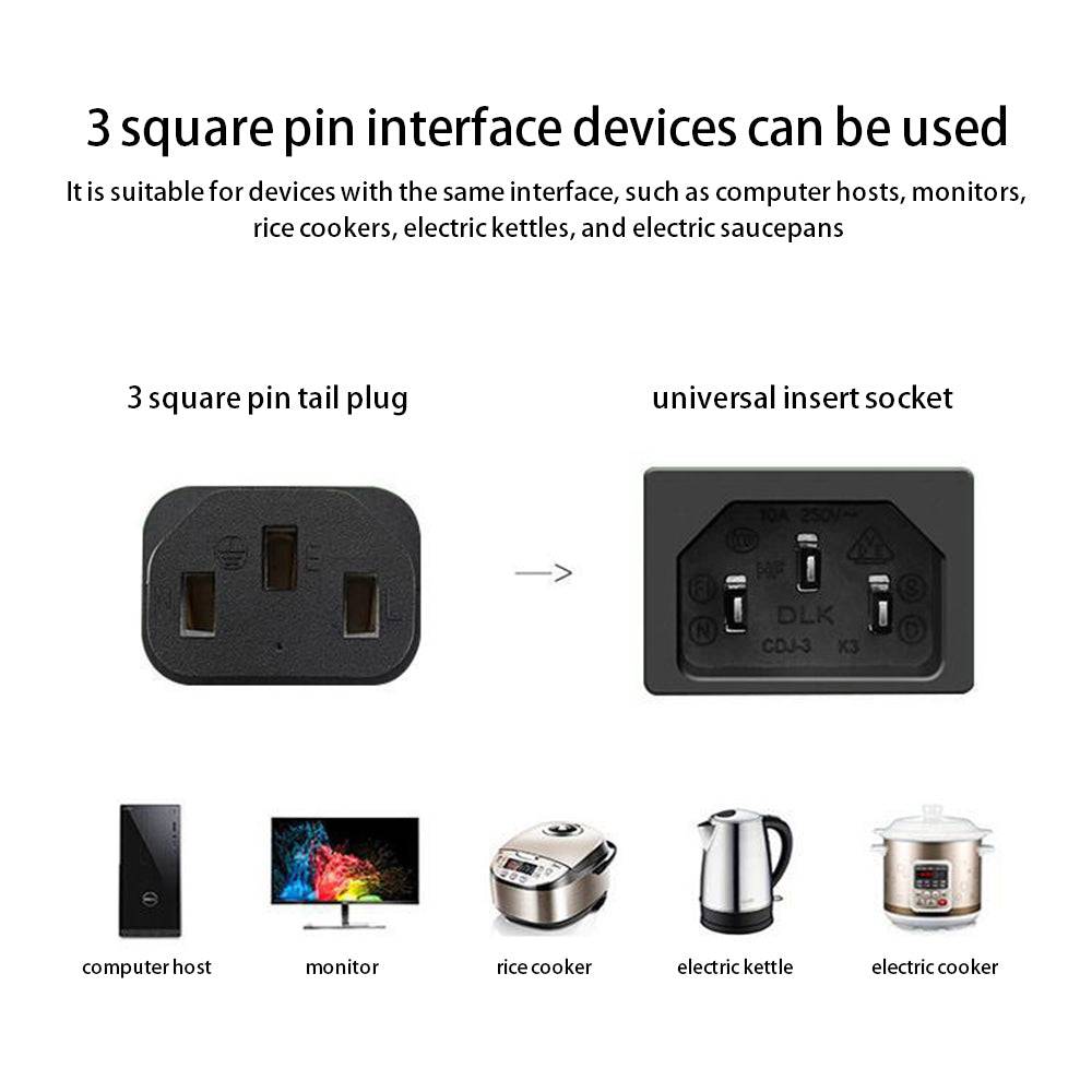 1m 3*0.75 SQMM EU Plug Power Cable for Monitor / Kettle 3 Square Pins Power Adapter (VDE Certified)