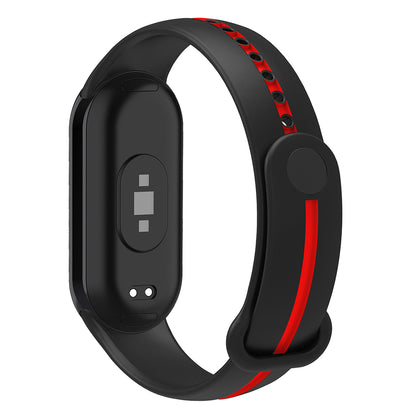 Soft Silicone Watch Band for Xiaomi Smart Band 8 Bi-Color Adjustable Wrist Strap with Buckle