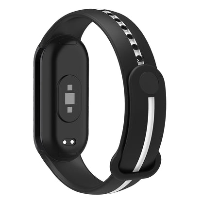 Soft Silicone Watch Band for Xiaomi Smart Band 8 Bi-Color Adjustable Wrist Strap with Buckle