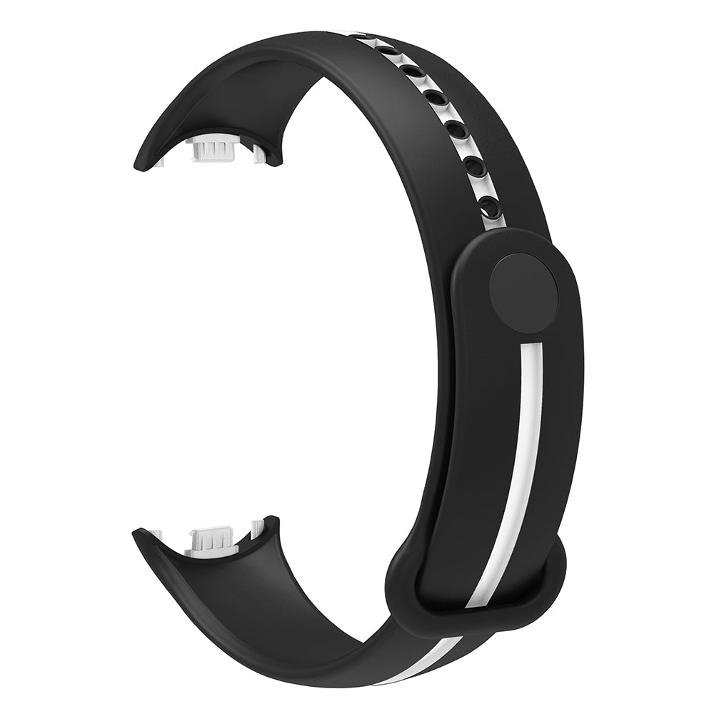 Soft Silicone Watch Band for Xiaomi Smart Band 8 Bi-Color Adjustable Wrist Strap with Buckle