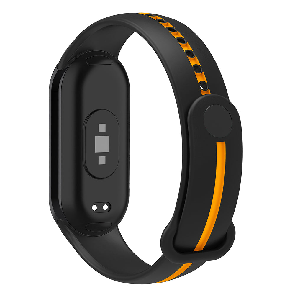 Soft Silicone Watch Band for Xiaomi Smart Band 8 Bi-Color Adjustable Wrist Strap with Buckle