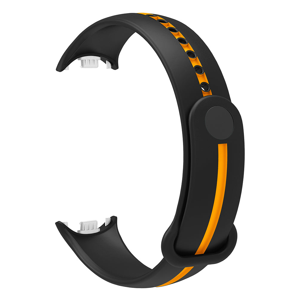 Soft Silicone Watch Band for Xiaomi Smart Band 8 Bi-Color Adjustable Wrist Strap with Buckle