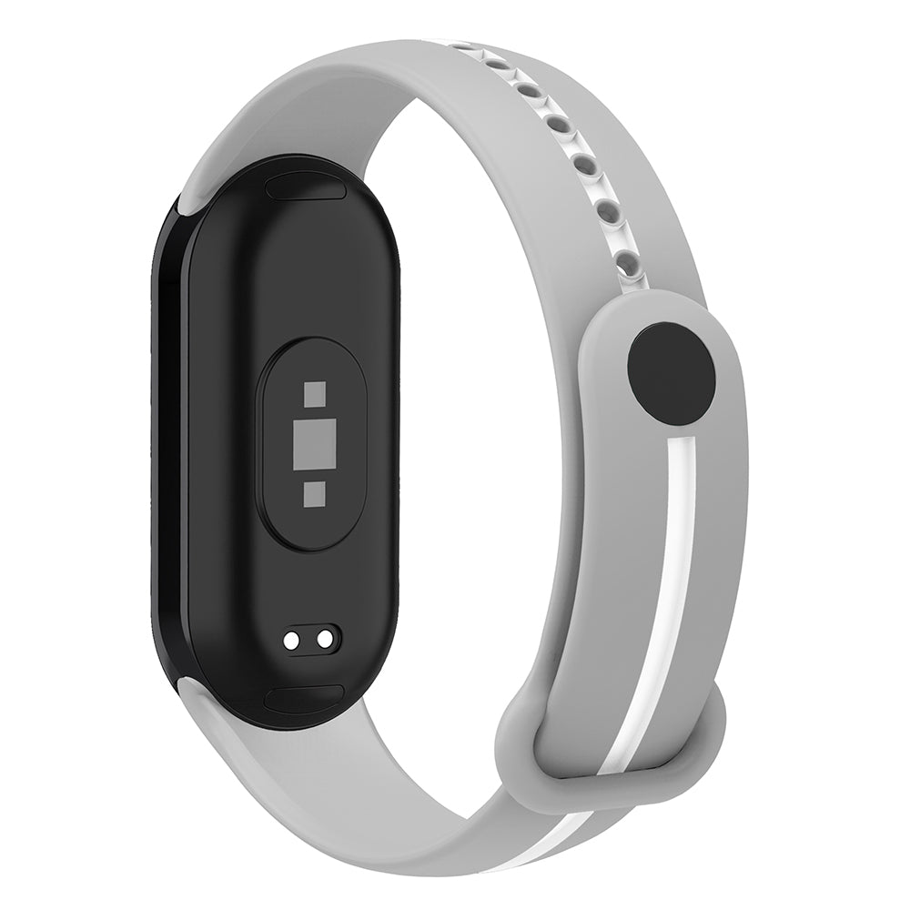 Soft Silicone Watch Band for Xiaomi Smart Band 8 Bi-Color Adjustable Wrist Strap with Buckle