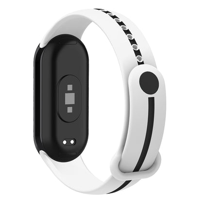 Soft Silicone Watch Band for Xiaomi Smart Band 8 Bi-Color Adjustable Wrist Strap with Buckle