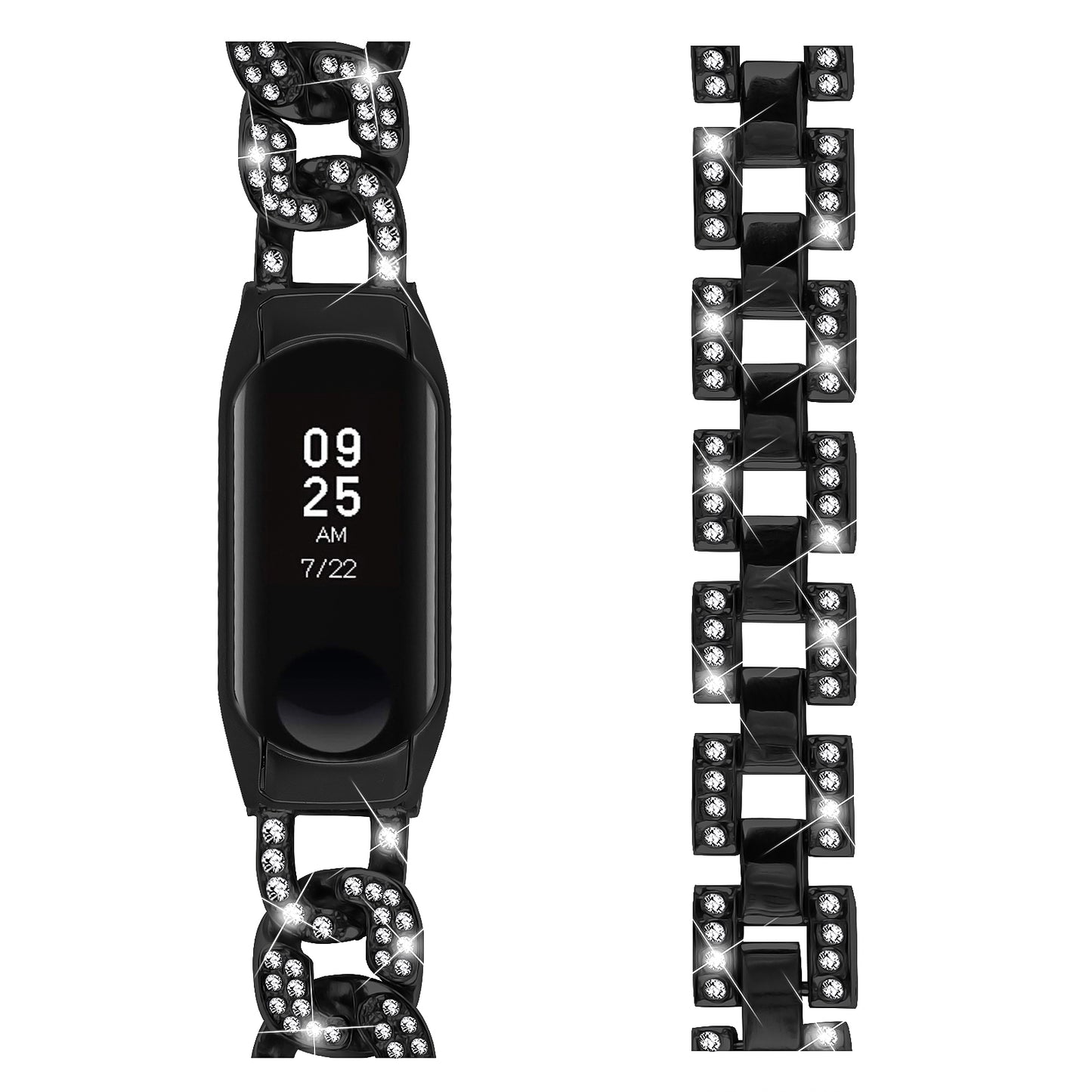 For Xiaomi Smart Band 8 Rhinestone Decor Metal Watch Strap Replacement Smartwatch Band