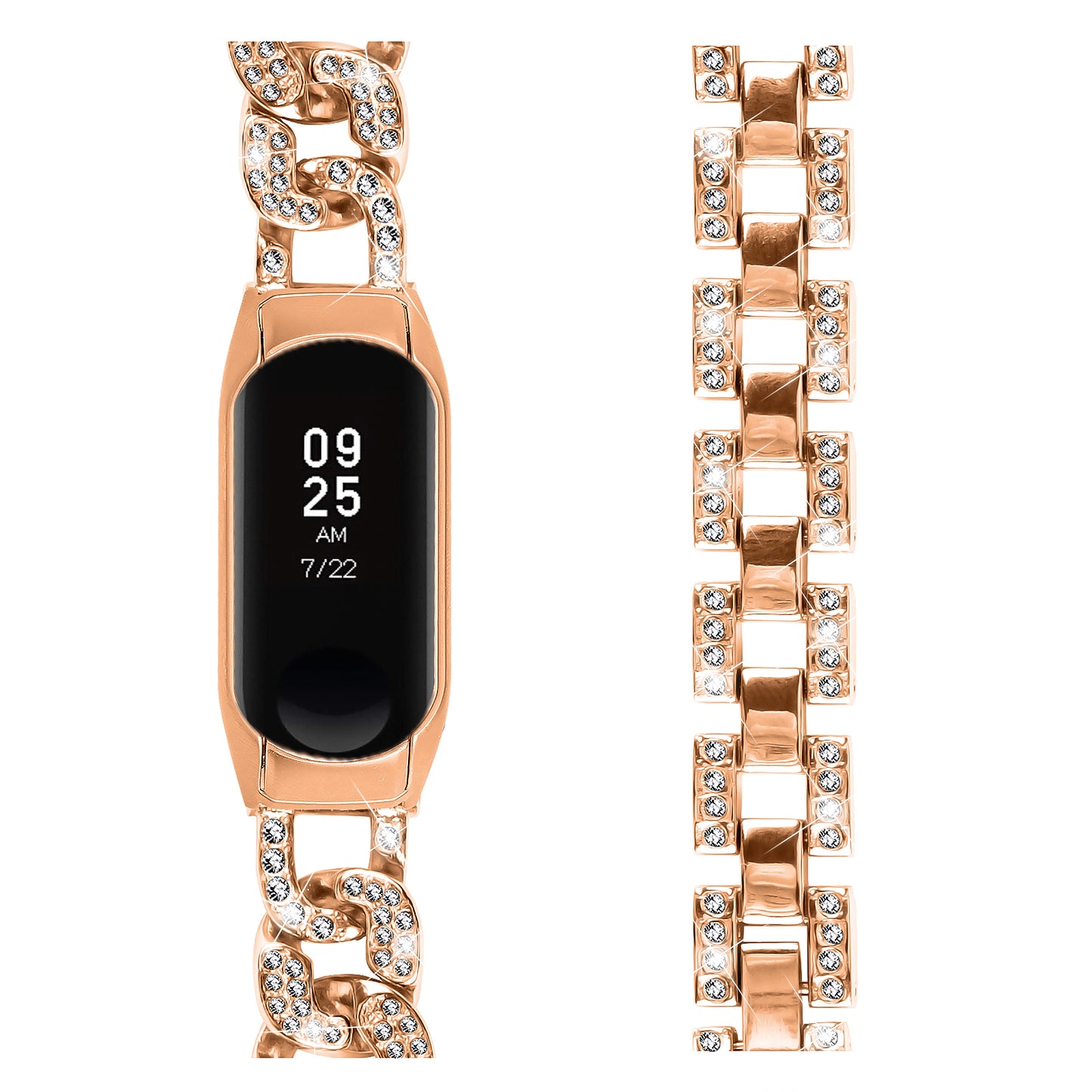 For Xiaomi Smart Band 8 Rhinestone Decor Metal Watch Strap Replacement Smartwatch Band