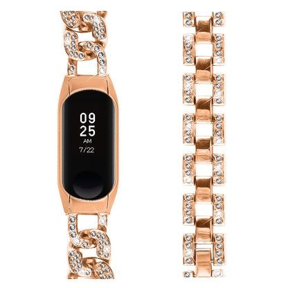 For Xiaomi Smart Band 8 Rhinestone Decor Metal Watch Strap Replacement Smartwatch Band