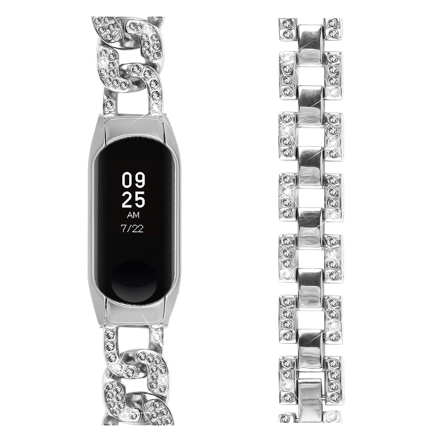 For Xiaomi Smart Band 8 Rhinestone Decor Metal Watch Strap Replacement Smartwatch Band