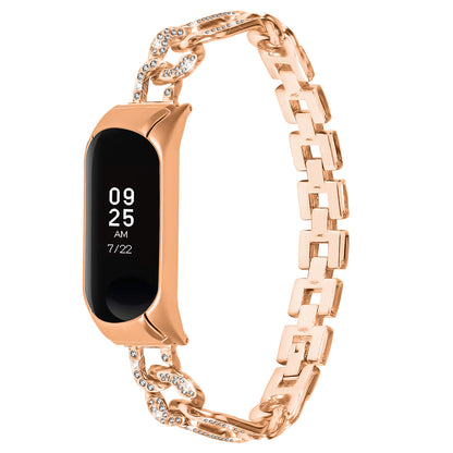 Watch Band for Xiaomi Mi Band 5 / 6 , Rhinestone Decor Alloy Metal Bracelet with Watch Case