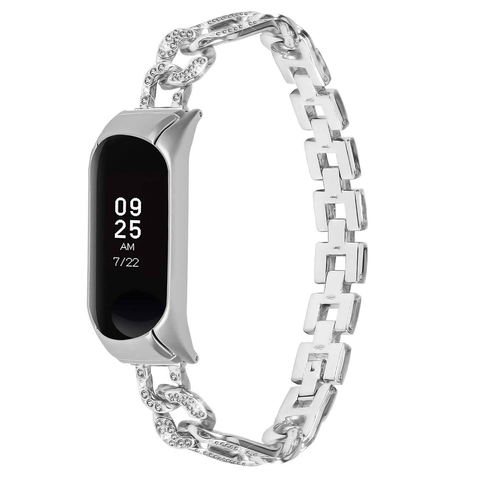 Metal Watch Band for Xiaomi Mi Band 3 / 4 , Jewelry Rhinestone Decor Alloy Strap with Watch Case