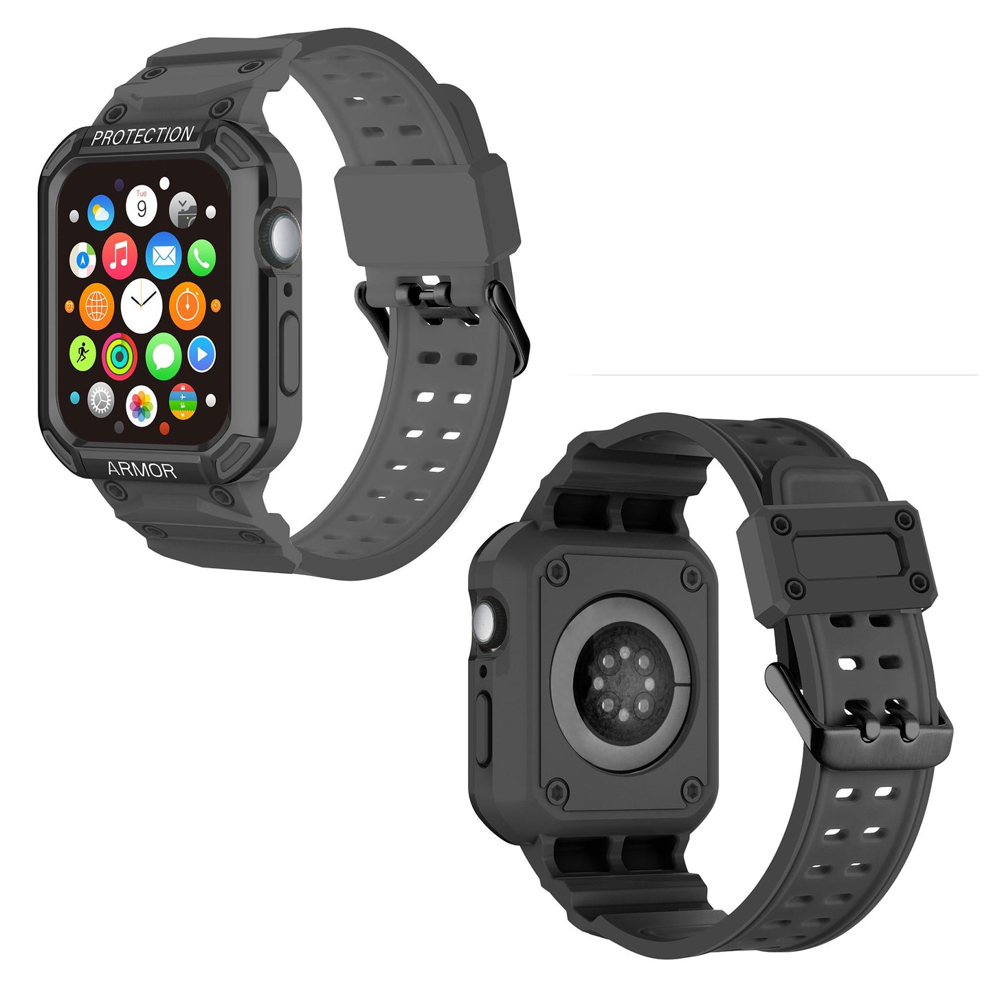 For Apple Watch Series 8 / 7 41mm / 6 / 5 / 4 / SE / SE (2022) 40mm 2-in-1 TPU Wrist Strap Watch Case with PC Top Cover