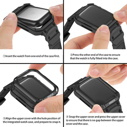 For Apple Watch Series 8 / 7 41mm / 6 / 5 / 4 / SE / SE (2022) 40mm 2-in-1 TPU Wrist Strap Watch Case with PC Top Cover