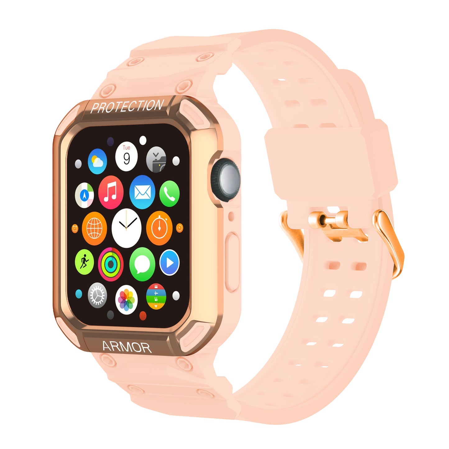 For Apple Watch Series 8 / 7 41mm / 6 / 5 / 4 / SE / SE (2022) 40mm 2-in-1 TPU Wrist Strap Watch Case with PC Top Cover