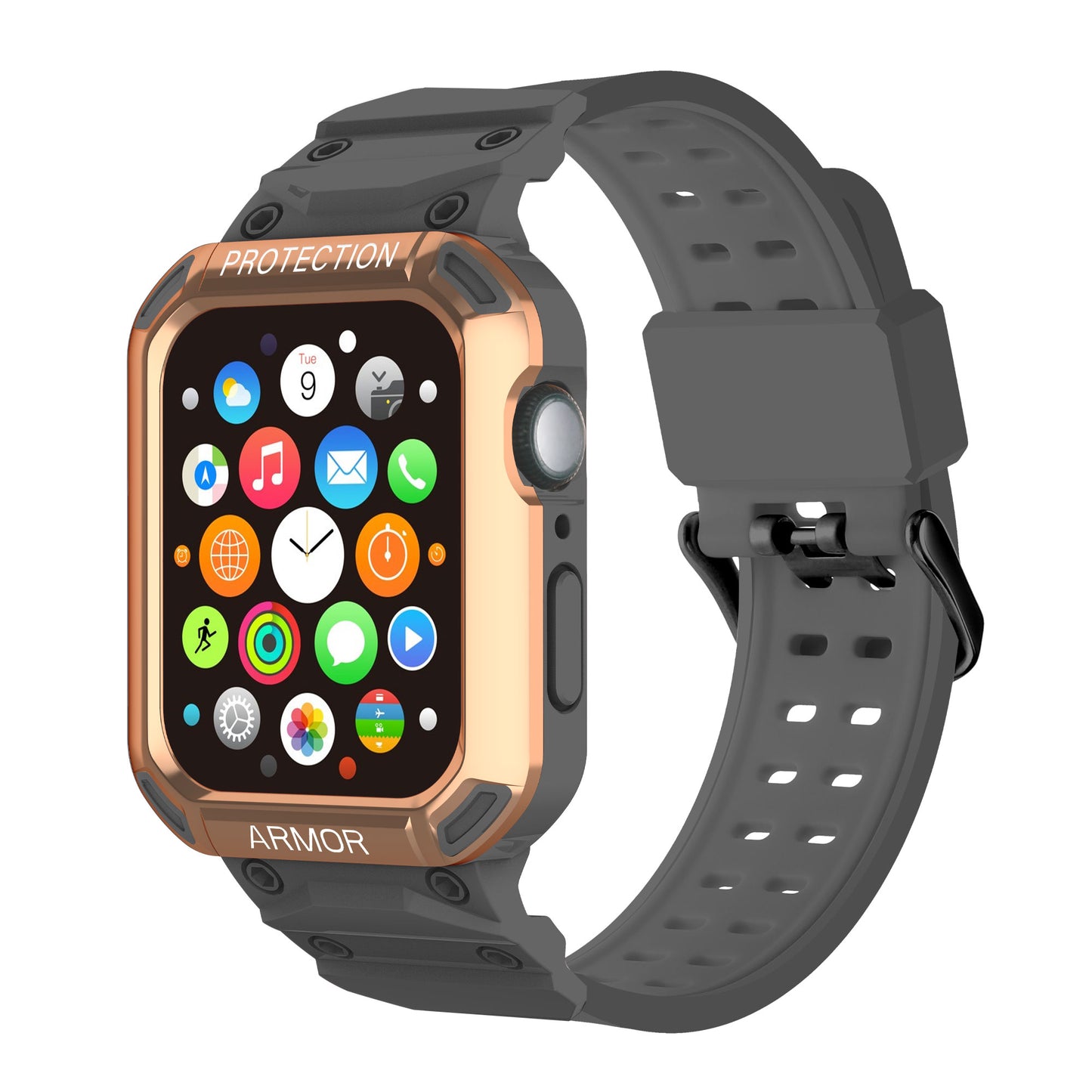 For Apple Watch Series 8 / 7 41mm / 6 / 5 / 4 / SE / SE (2022) 40mm 2-in-1 TPU Wrist Strap Watch Case with PC Top Cover