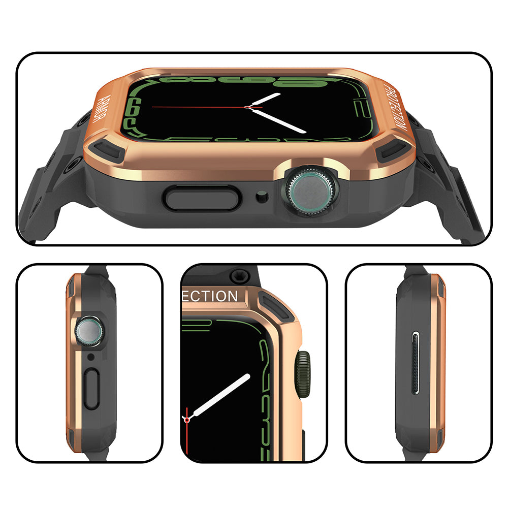 For Apple Watch Series 8 / 7 41mm / 6 / 5 / 4 / SE / SE (2022) 40mm 2-in-1 TPU Wrist Strap Watch Case with PC Top Cover