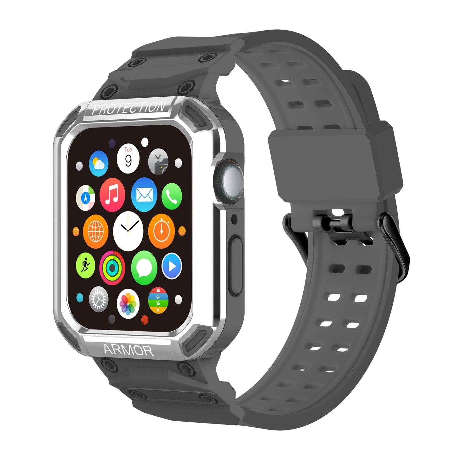 For Apple Watch Series 8 / 7 41mm / 6 / 5 / 4 / SE / SE (2022) 40mm 2-in-1 TPU Wrist Strap Watch Case with PC Top Cover