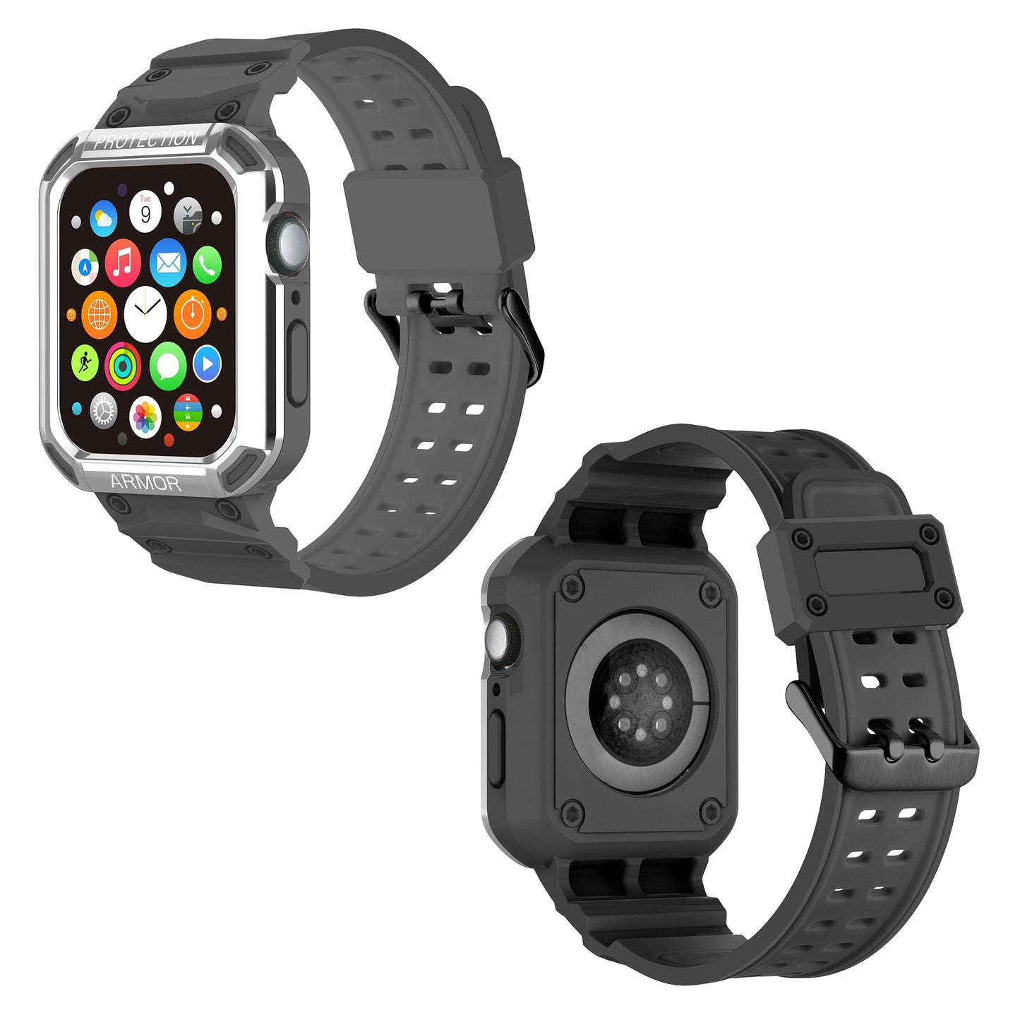 For Apple Watch Series 8 / 7 41mm / 6 / 5 / 4 / SE / SE (2022) 40mm 2-in-1 TPU Wrist Strap Watch Case with PC Top Cover