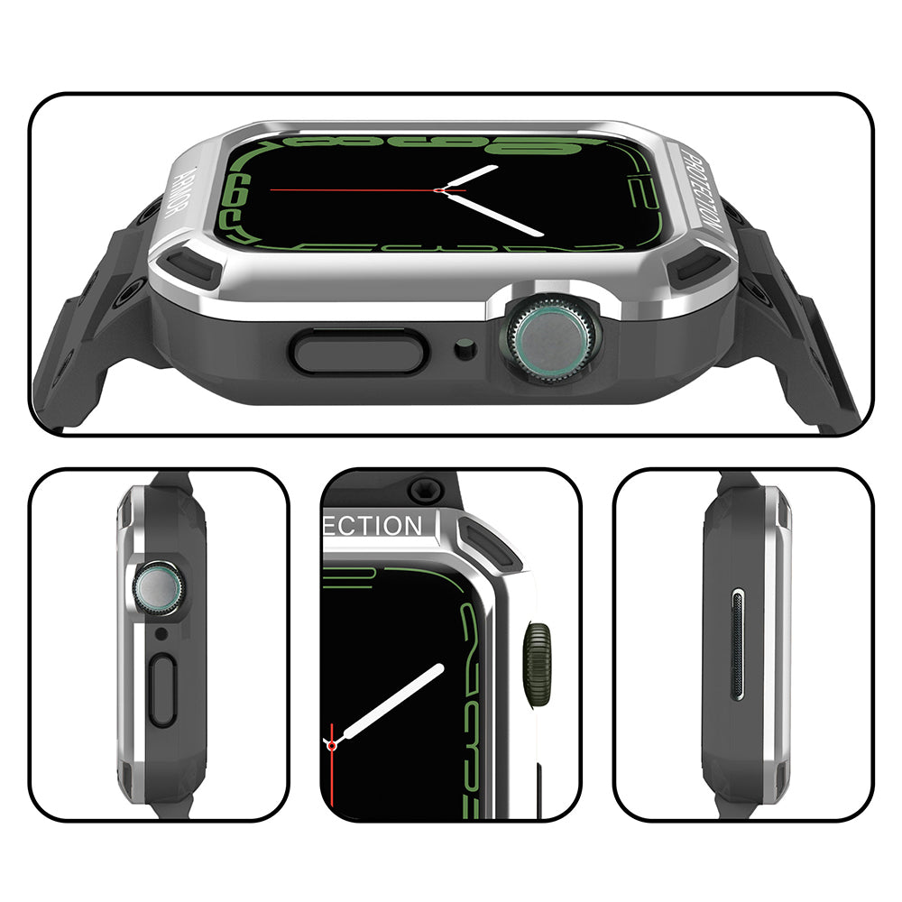 For Apple Watch Series 8 / 7 41mm / 6 / 5 / 4 / SE / SE (2022) 40mm 2-in-1 TPU Wrist Strap Watch Case with PC Top Cover