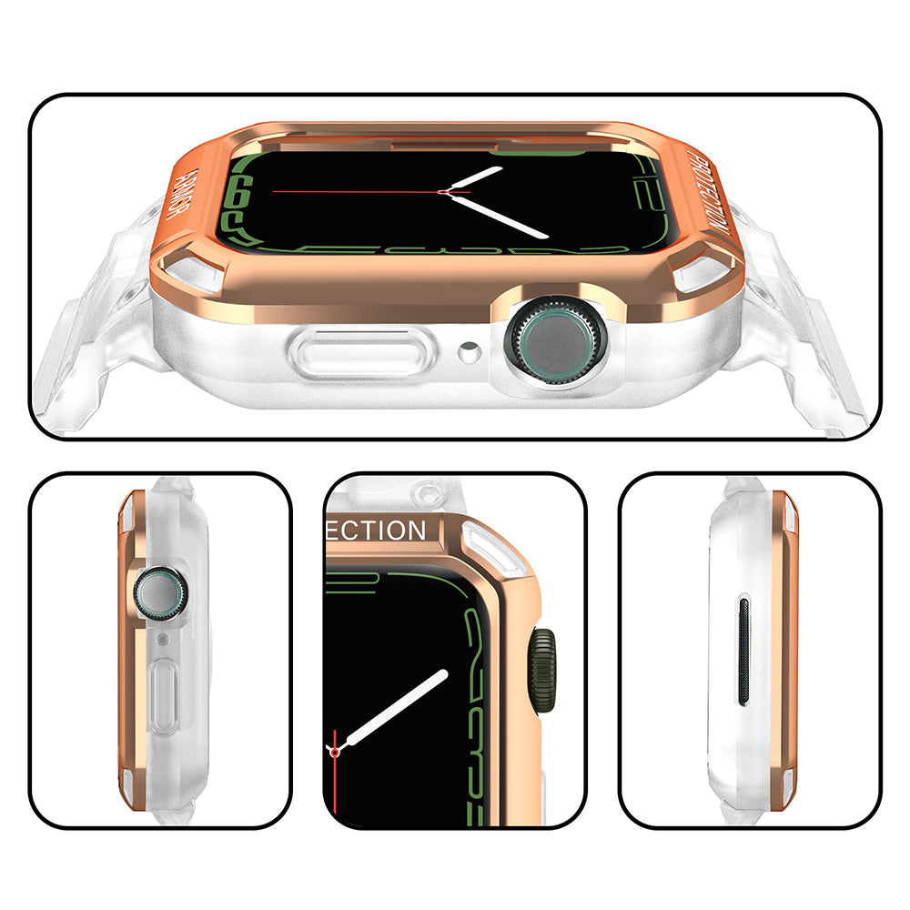 For Apple Watch Series 8 / 7 41mm / 6 / 5 / 4 / SE / SE (2022) 40mm 2-in-1 TPU Wrist Strap Watch Case with PC Top Cover