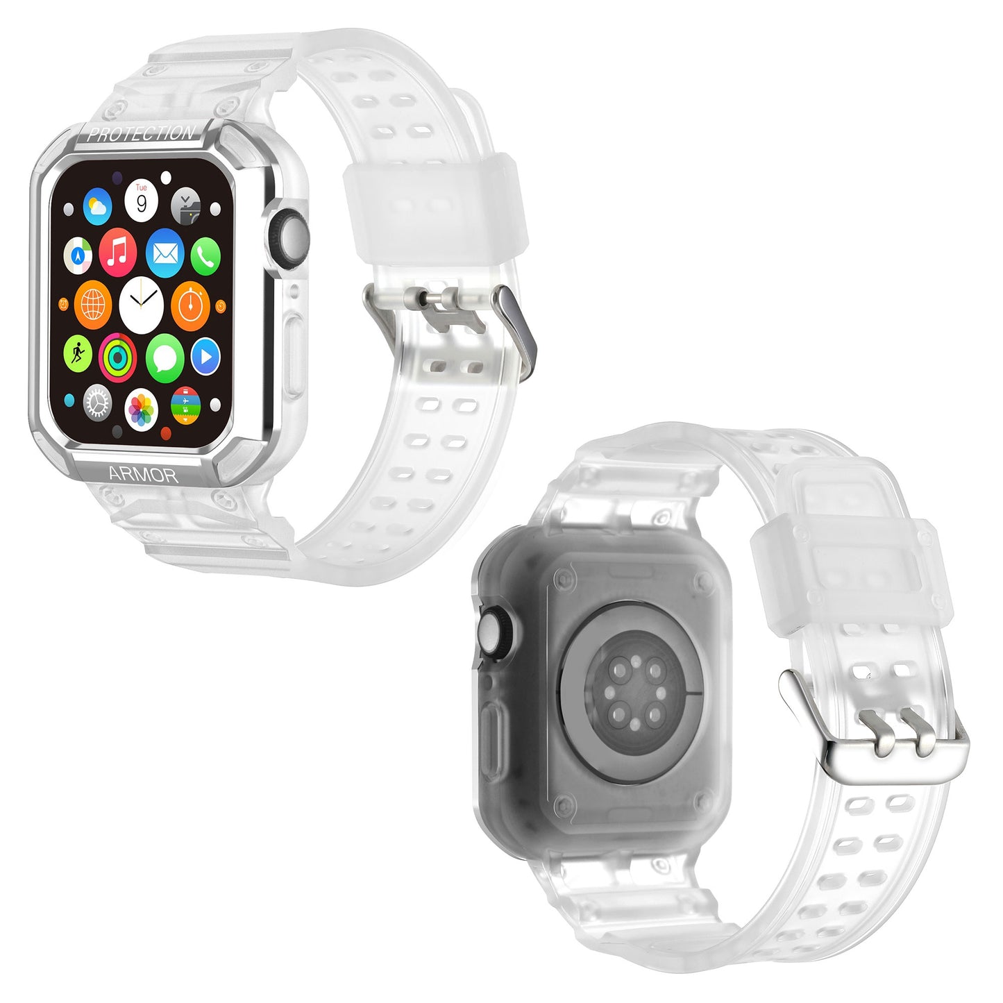 For Apple Watch Series 8 / 7 41mm / 6 / 5 / 4 / SE / SE (2022) 40mm 2-in-1 TPU Wrist Strap Watch Case with PC Top Cover