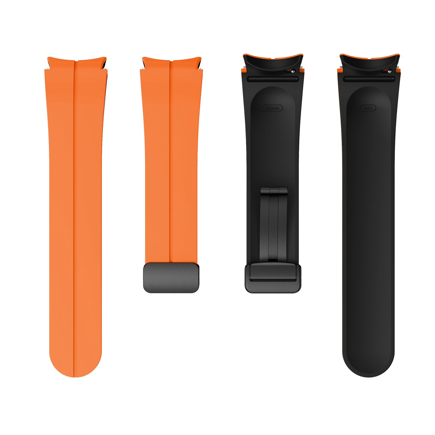 Silicone Watch Band for Samsung Galaxy Watch6 / Watch6 Classic / Watch 5 / Watch 5 Pro / Watch4 / Watch4 Classic , Magnetic Folding Buckle Dual-color Strap