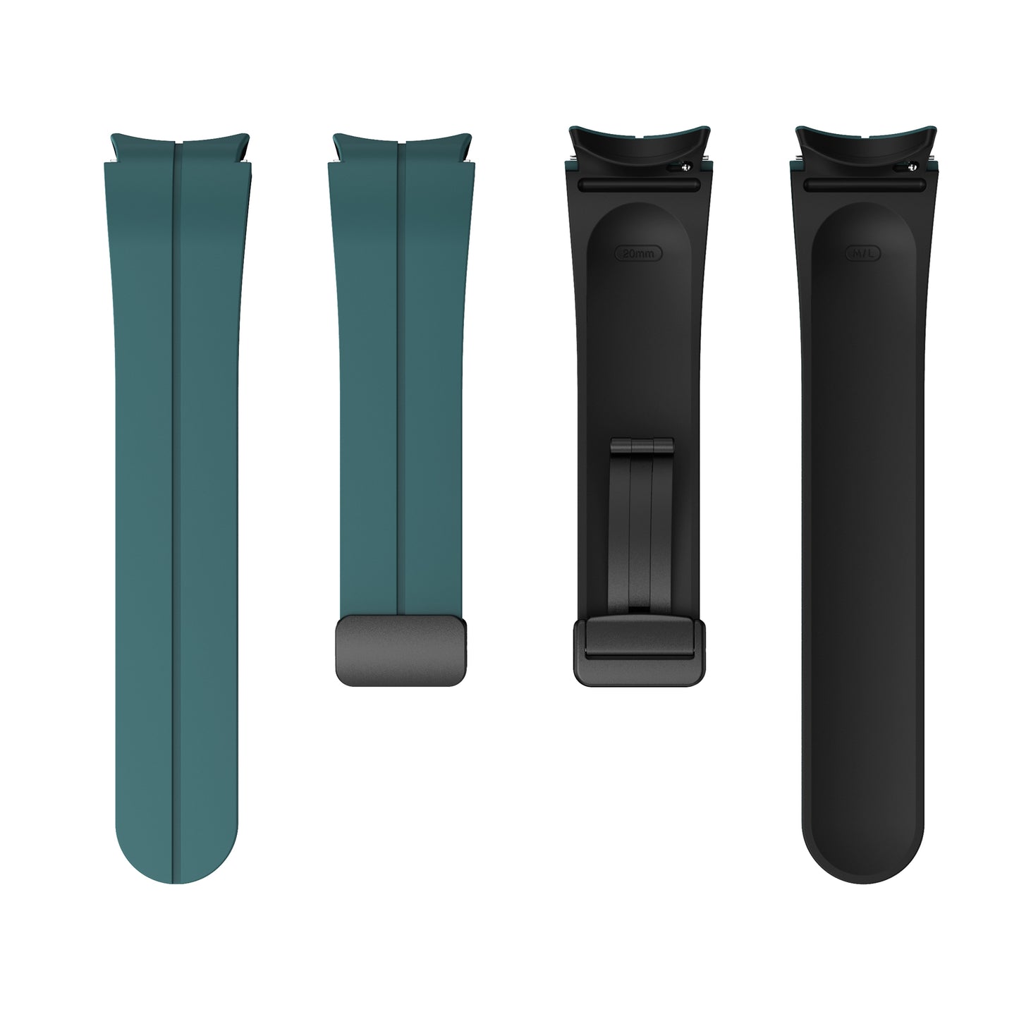 Silicone Watch Band for Samsung Galaxy Watch6 / Watch6 Classic / Watch 5 / Watch 5 Pro / Watch4 / Watch4 Classic , Magnetic Folding Buckle Dual-color Strap