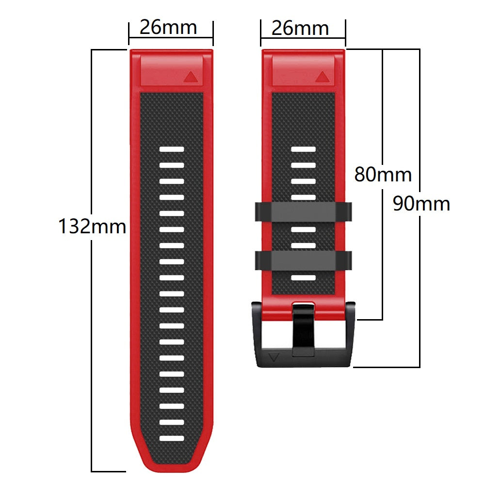 Diamond Texture Watch Band for Garmin Tactix 7 Pro / Fenix 7X / 6X Pro / 5X Plus , 26mm Dual-color Silicone Sport Strap