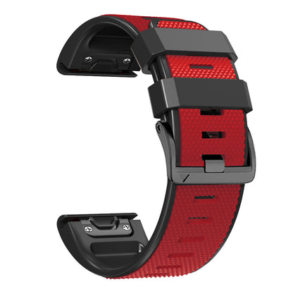 Diamond Texture Watch Band for Garmin Tactix 7 Pro / Fenix 7X / 6X Pro / 5X Plus , 26mm Dual-color Silicone Sport Strap