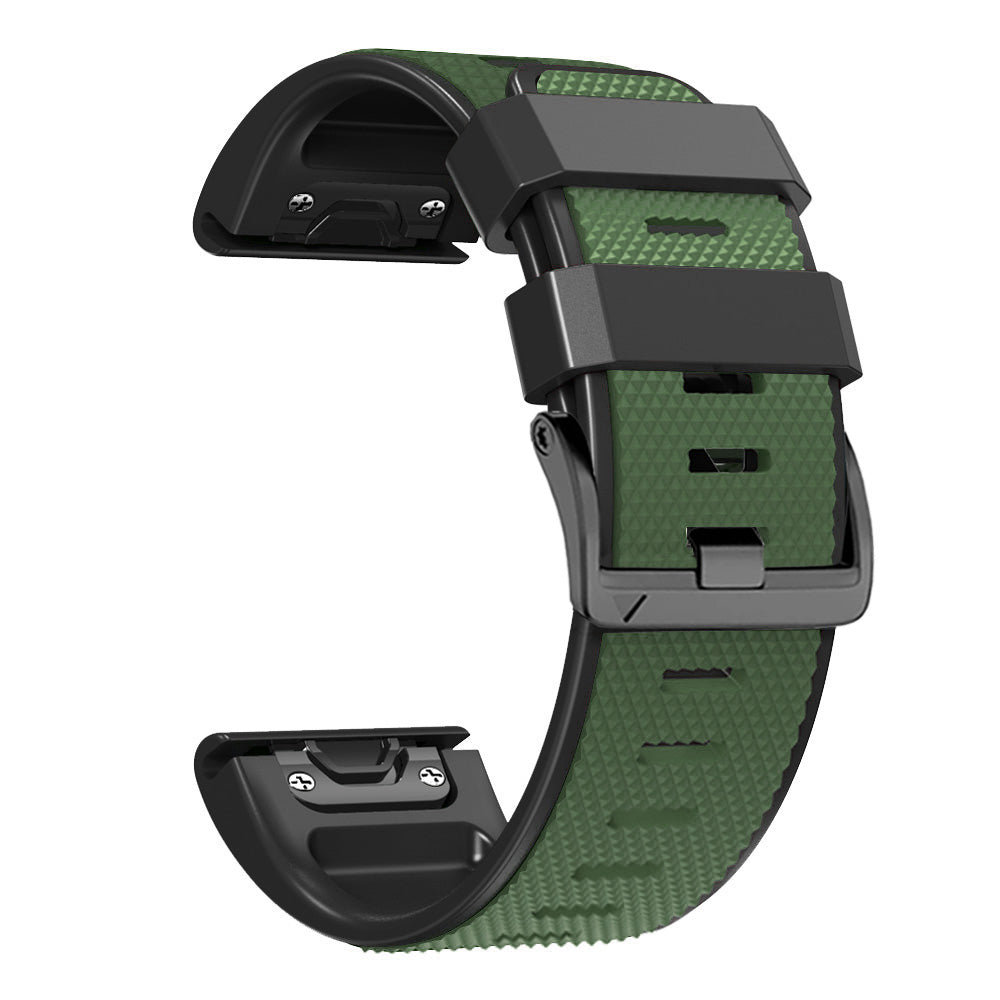 Diamond Texture Watch Band for Garmin Tactix 7 Pro / Fenix 7X / 6X Pro / 5X Plus , 26mm Dual-color Silicone Sport Strap