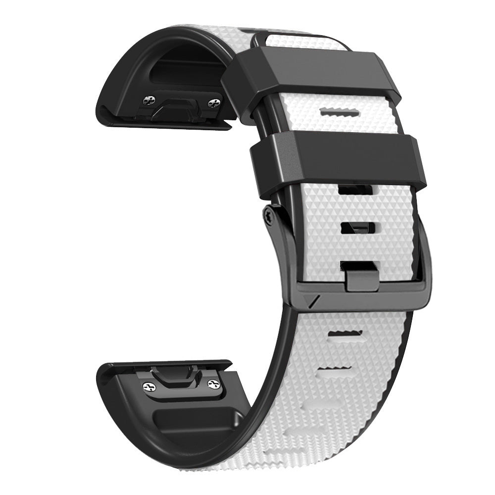 Diamond Texture Watch Band for Garmin Tactix 7 Pro / Fenix 7X / 6X Pro / 5X Plus , 26mm Dual-color Silicone Sport Strap