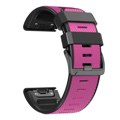 Diamond Texture Watch Band for Garmin Tactix 7 Pro / Fenix 7X / 6X Pro / 5X Plus , 26mm Dual-color Silicone Sport Strap